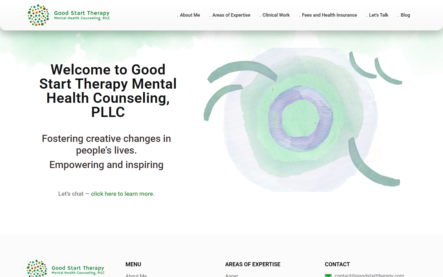 Good Start Therapy: página inicial do site