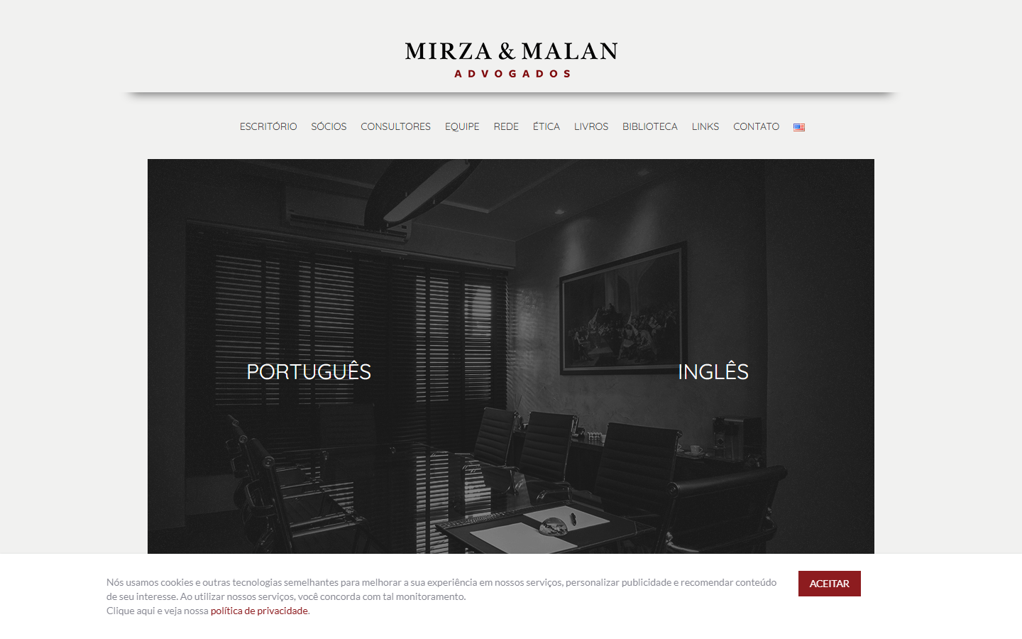 Mirza & Malan Advogados: página inicial do site