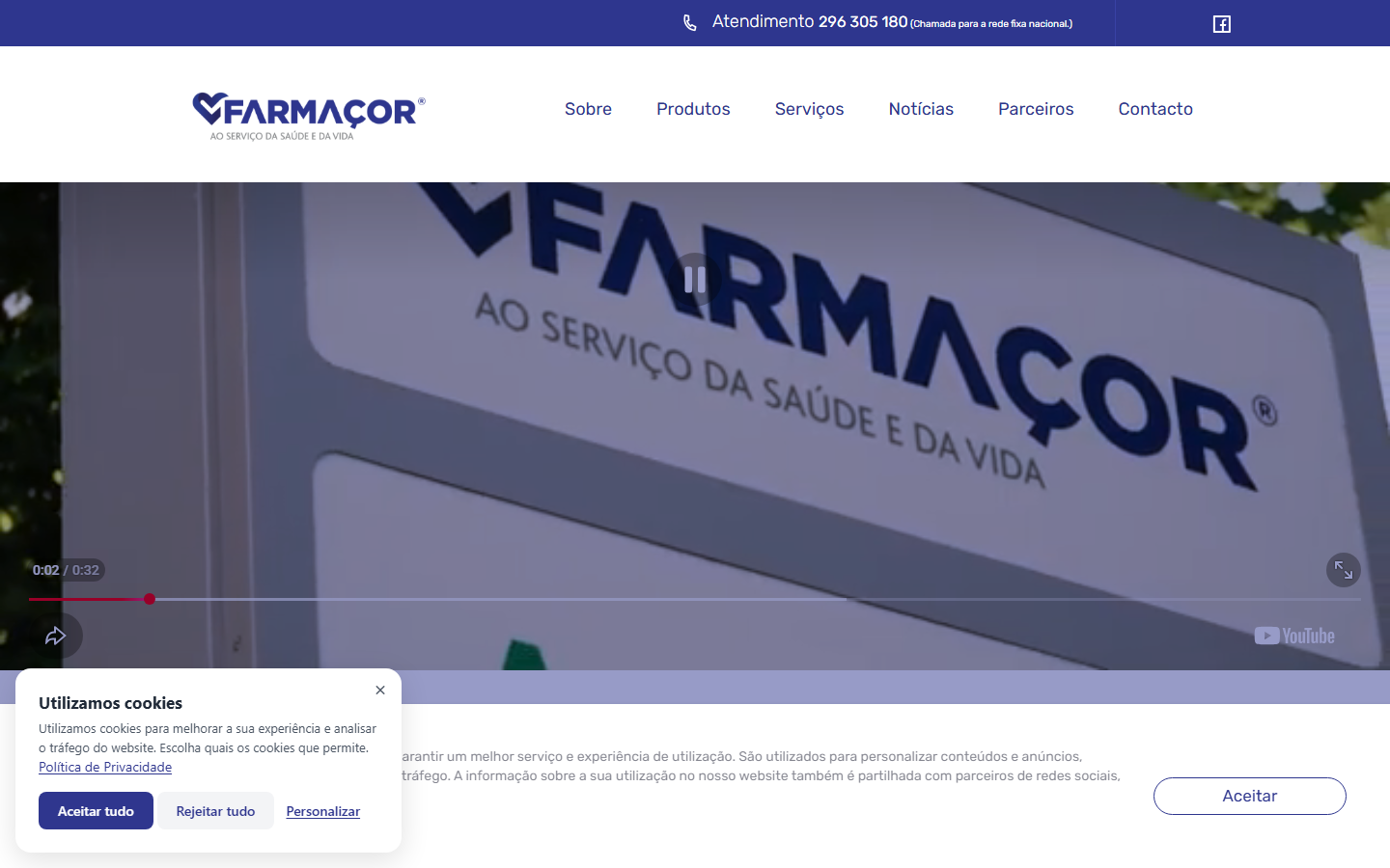 Farmaçor: página inicial do site