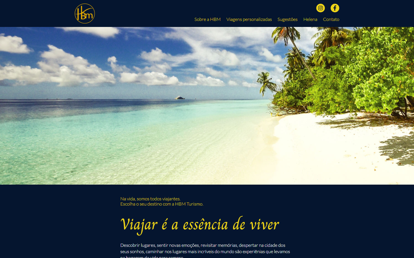 HBM Turismo: página inicial do site