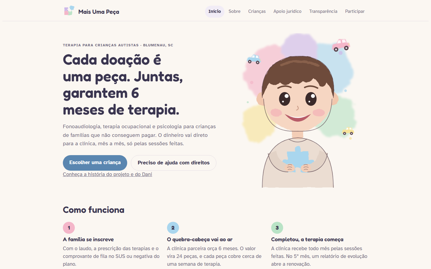 Mais Uma Peça: página inicial do site